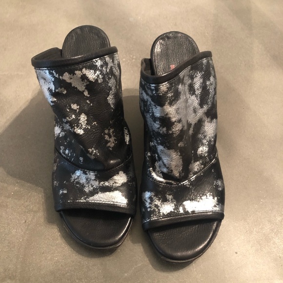 A.S.98 Shoes - A.S 98 Stylish Black Metallic Slides/Wedge Women's Shoes SZ 7.5